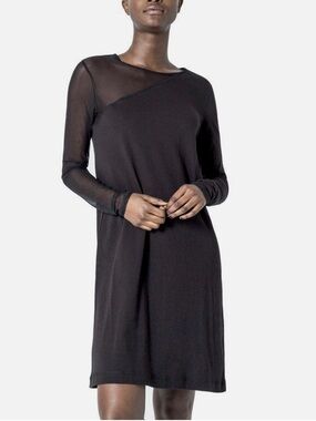 Cheap Monday Stockholm black jersey dress with sheer mesh sleeve size M